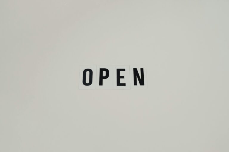 Simple and minimalist text reading 'OPEN' on a white background, ideal for business use.