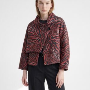 Women's Printed Asymmetric Jacket - Short Statement Coat