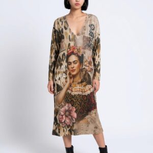 Women's Italian Leopard Print Shimmer Graphic Tunic Dress