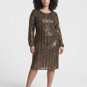 Women's Italian Sparkly Striped Sequin Mini Dress