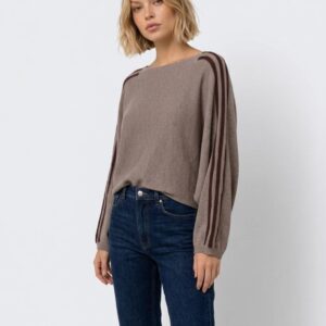 Women's Side Stripe Batwing Jumper - Oversized Fine Knit Top