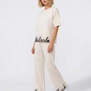 Women's Short Sleeve Knit Slogan Loungewear Set