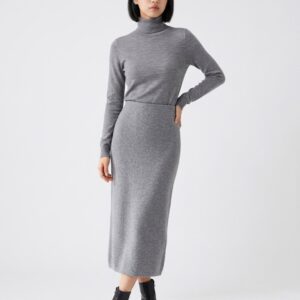 Women's High Waisted Knitted Column Maxi Skirt
