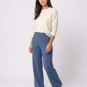 Women's High Waist Soft Knitted Wide Leg Trousers