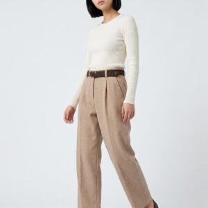Women's High Waisted Belted Tapered Trousers