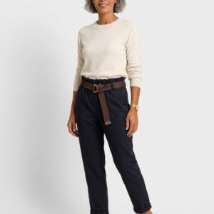 Women's High Waisted Belted Wide Leg Trousers