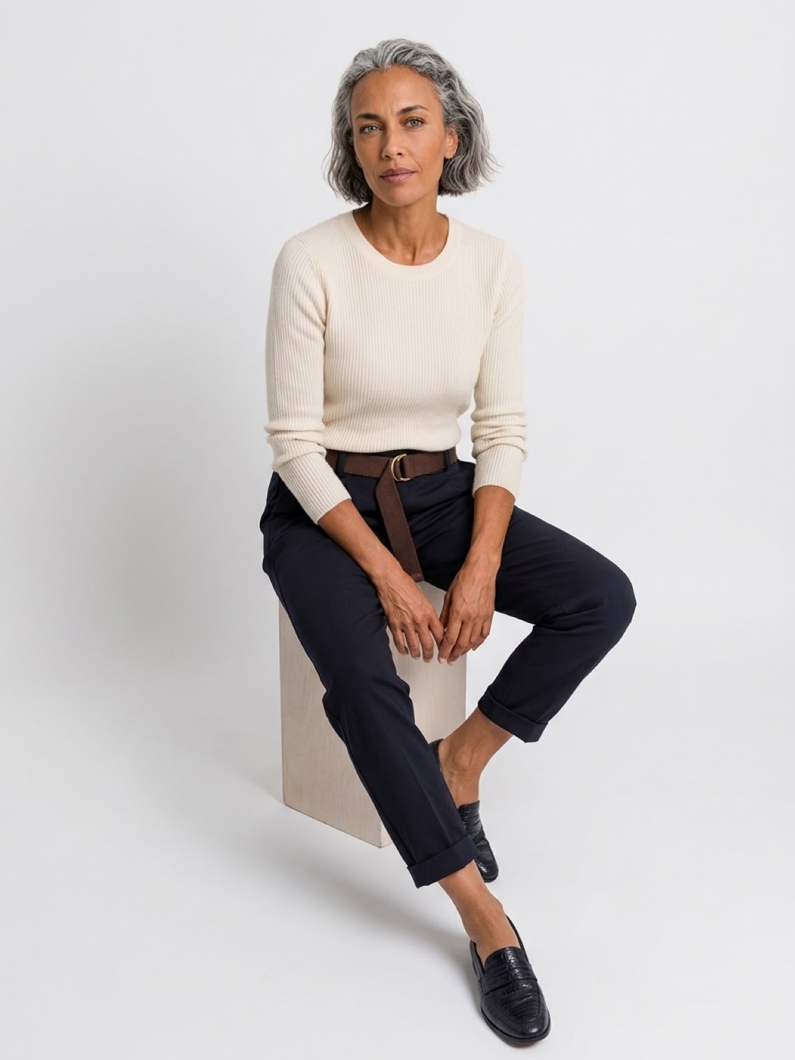 Women's High Waisted Belted Wide Leg Trousers - Image 2