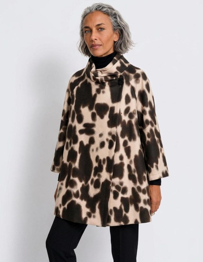Ladies Animal Print Asymmetric Jacket