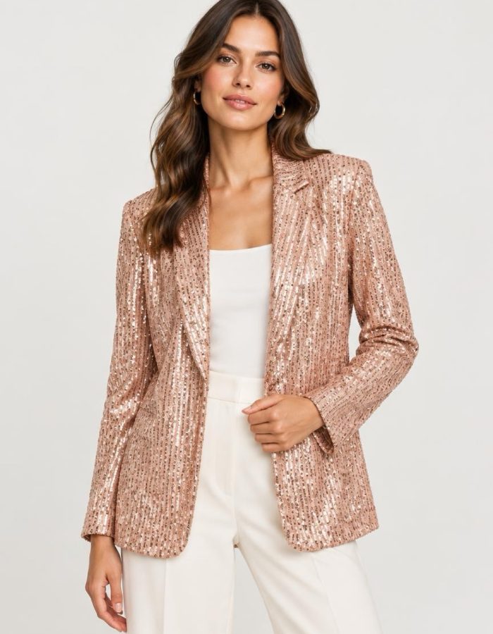 Women’s Italian Sparkly Sequin Tailored Evening Blazer