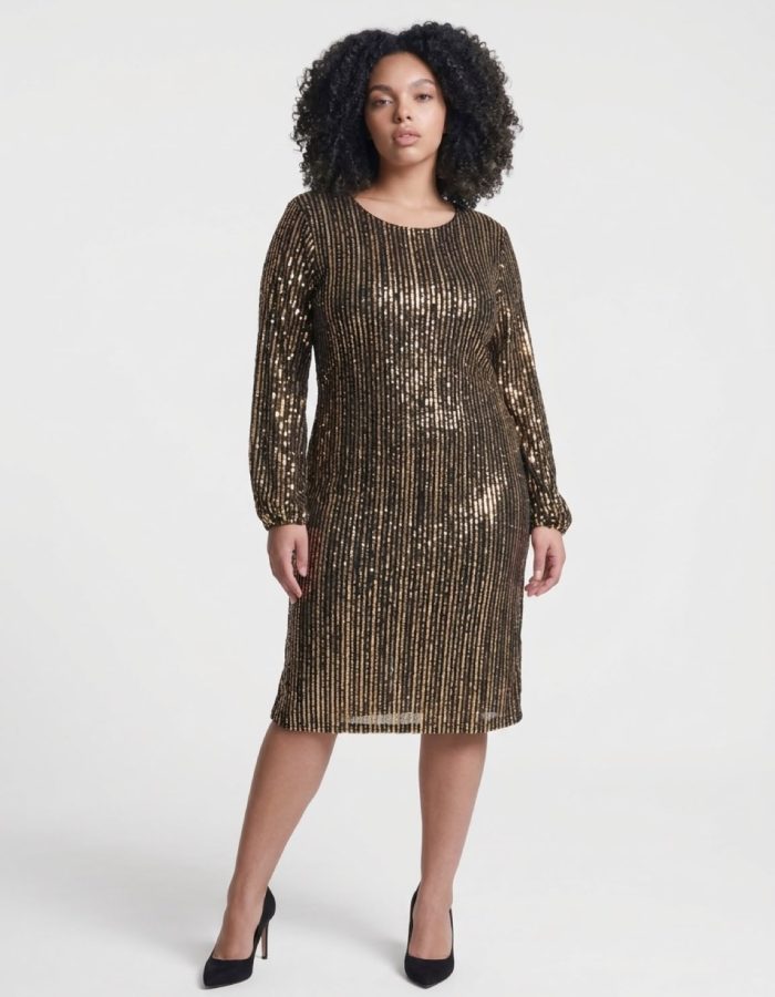 Women’s Italian Sparkly Striped Sequin Mini Dress