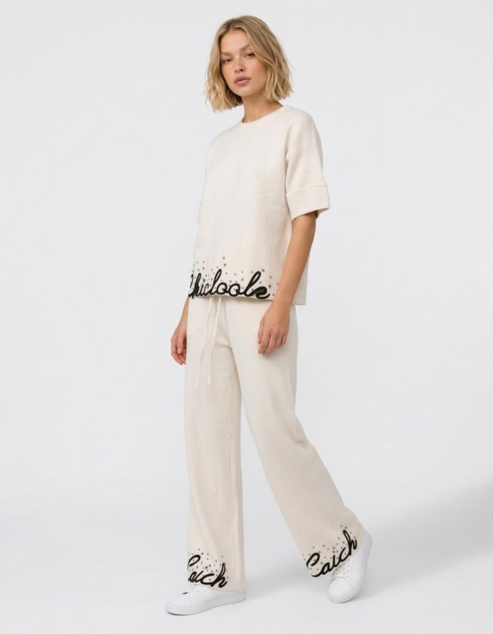 Women’s Short Sleeve Knit Slogan Loungewear Set