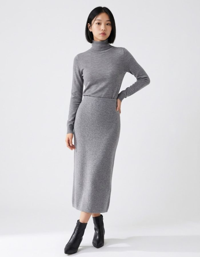 Women’s High Waisted Knitted Column Maxi Skirt
