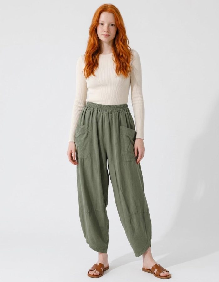 Women’s Corduroy Balloon Leg Trousers – Elasticated Waist
