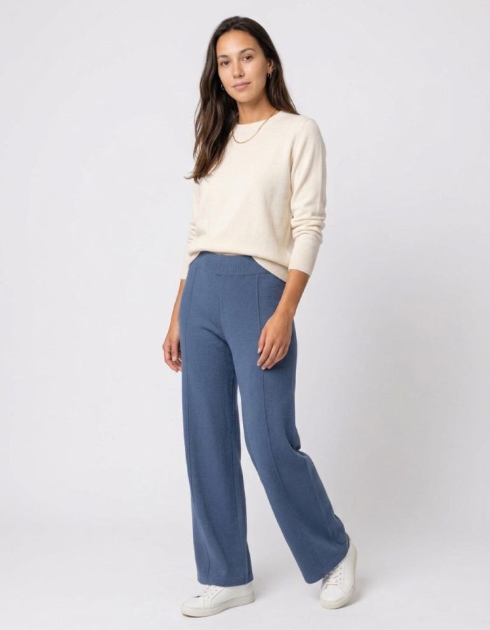 Women’s High Waist Soft Knitted Wide Leg Trousers