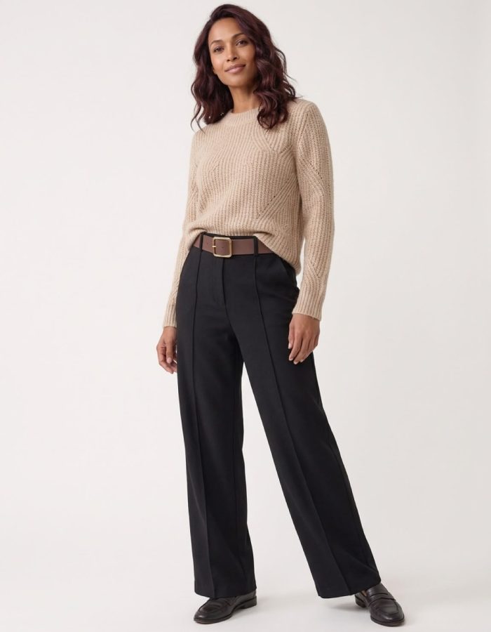 Women’s High Waist Wide Leg Belted Trousers – Smart Pants